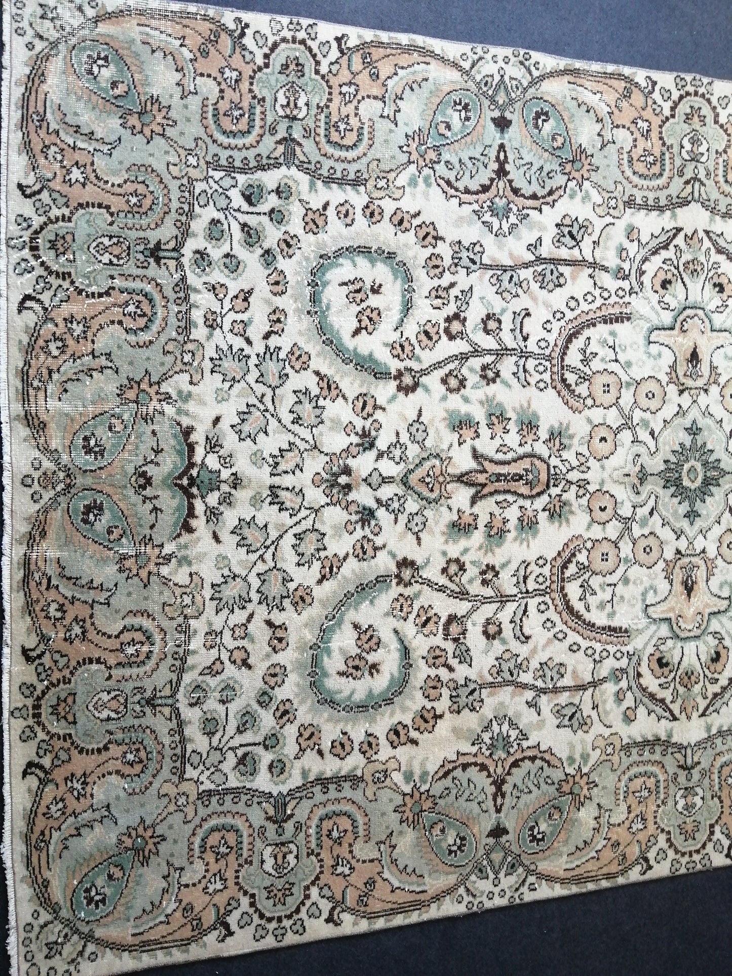 6.6 x 10.3 Vintage Rugs  TURKISH HAND MADE Rugs   Vintage Turkish Rugs   Oushak Rug  Turkish Oushak Rug, Vintage Oushak Rug, Wool Rug