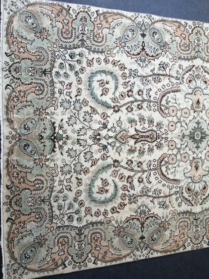 6.6 x 10.3 Vintage Rugs  TURKISH HAND MADE Rugs   Vintage Turkish Rugs   Oushak Rug  Turkish Oushak Rug, Vintage Oushak Rug, Wool Rug