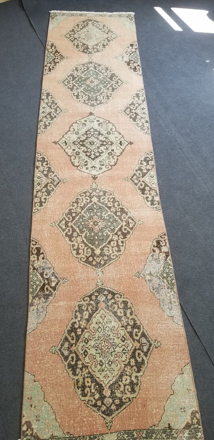 Runner rug,vintage runner rug,oushak runner 11'9"x 2'8" ft