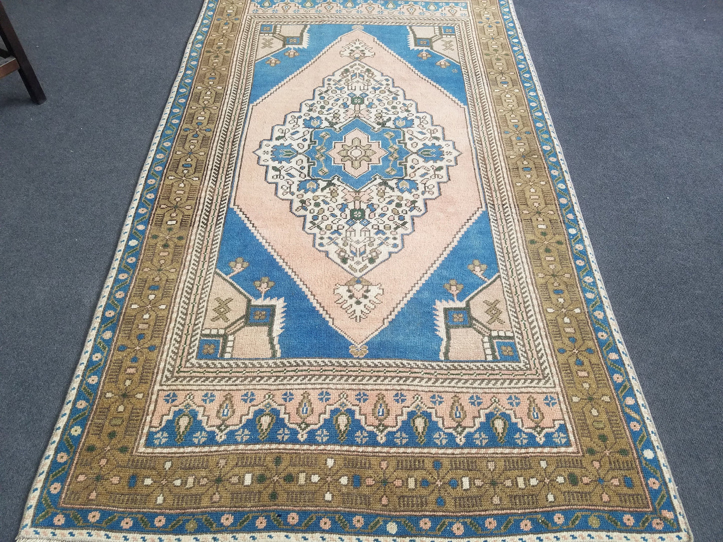 3.6 x 6.6 Turkish rug, vintage rug, vintage oushak rug, Hand Knotted Rug , Handmade Rug