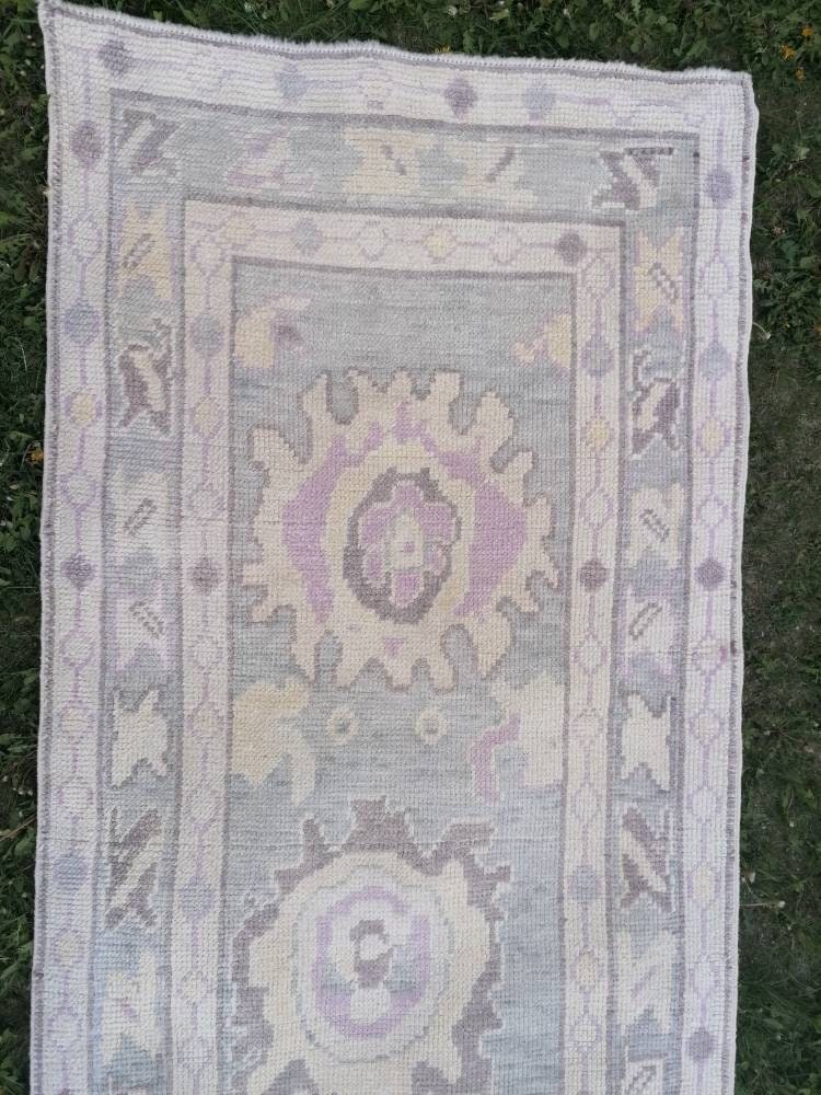 Oushak wool runner 3x12 turkish oushak new produced handmade rug, hallway runner rug
