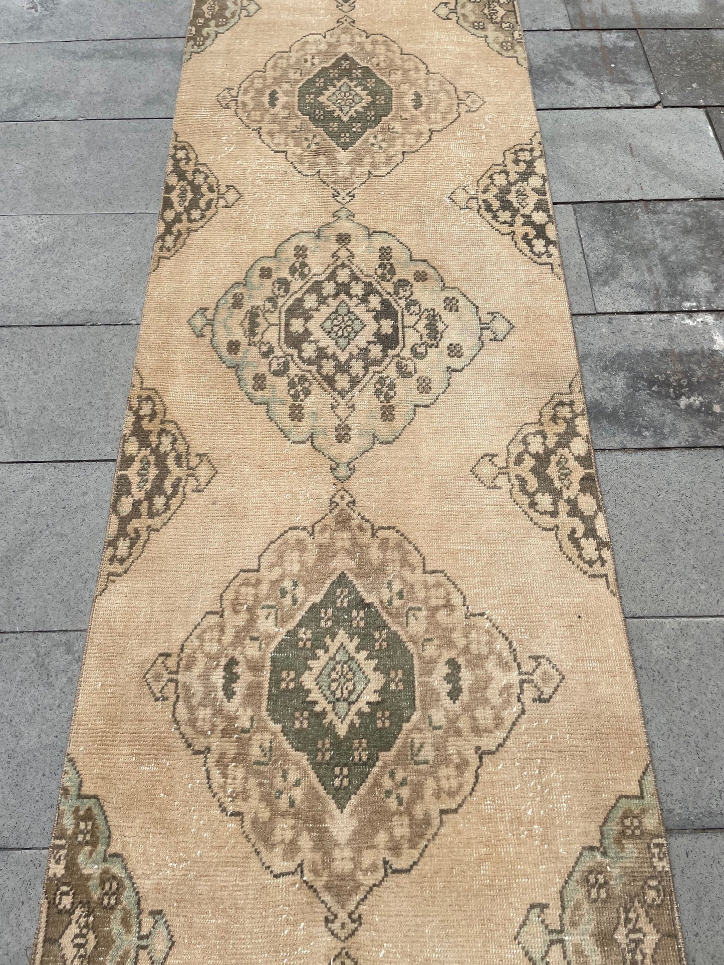 Muted XL Hand Knotted Runner TURKISH Stairs 2.8 x 24.2 Runner Rug Handmade Runner Rug XL Oriental Runner Rug Staircase Runner rug