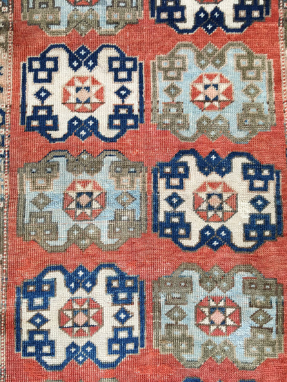 3x5 feet oushak wool rug, vintage handmade floor rug, turkish rug,kitchen rug, bohemian rug, red faded dining area rug, natural bedroom rugs