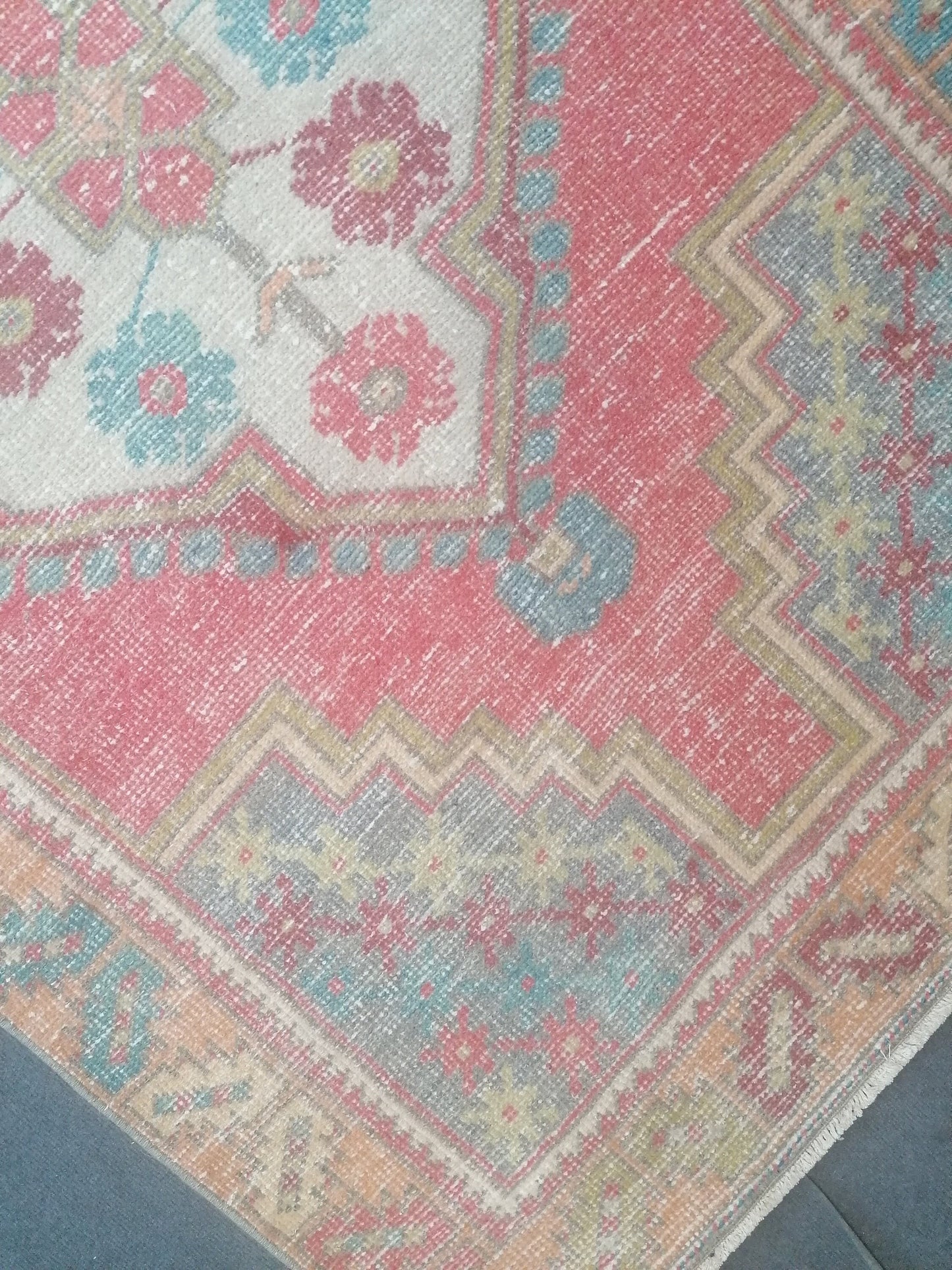 Vintage blue rug 3'10x6'1 oushak rug handmade wool rug, living room rug