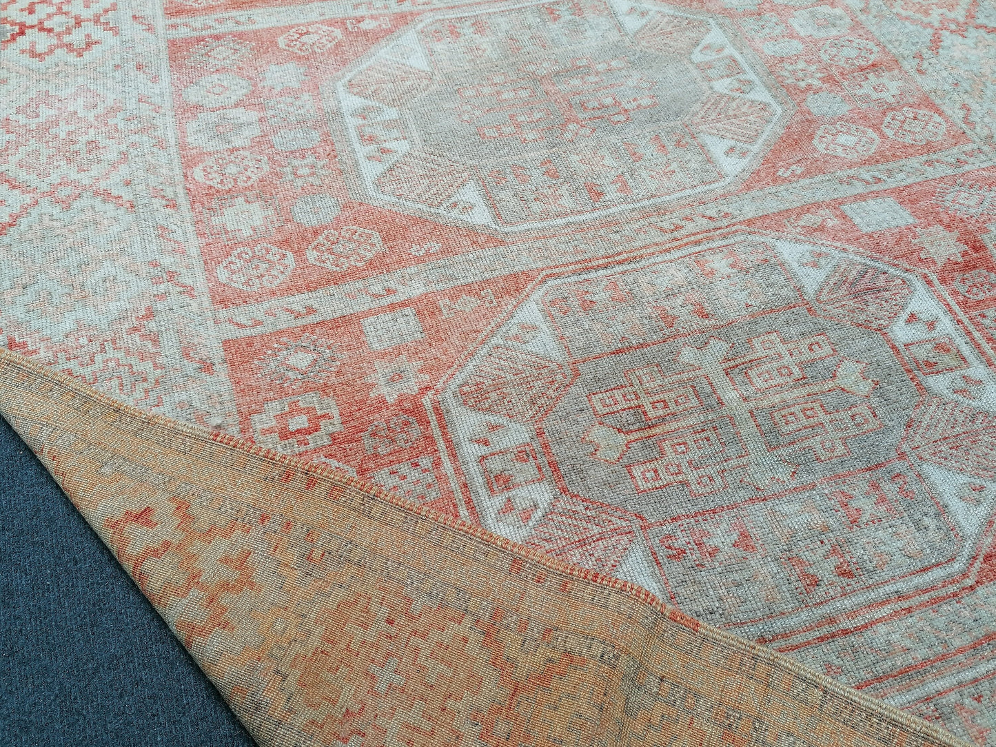 9'x4'4 soft vintage oushak turkish  rug, anatolian old vintage runner rug