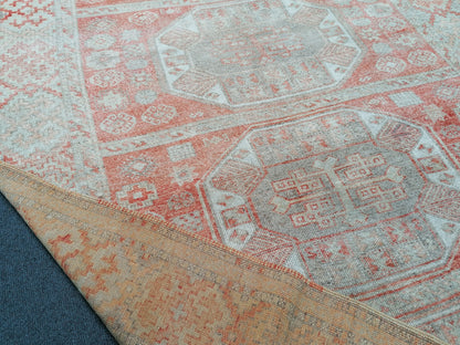 9'x4'4 soft vintage oushak turkish  rug, anatolian old vintage runner rug