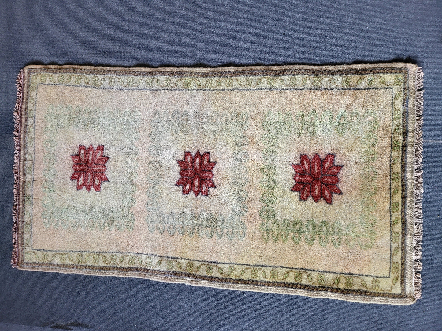 Handmade Muted Rug, Hand Knotted 2.3 x 4.2 Rug, Oushak Rug, Rustic Rug, Vanity Rug, Turkish Rug, Farmhouse Rug, Vintage Rug, Wool rug