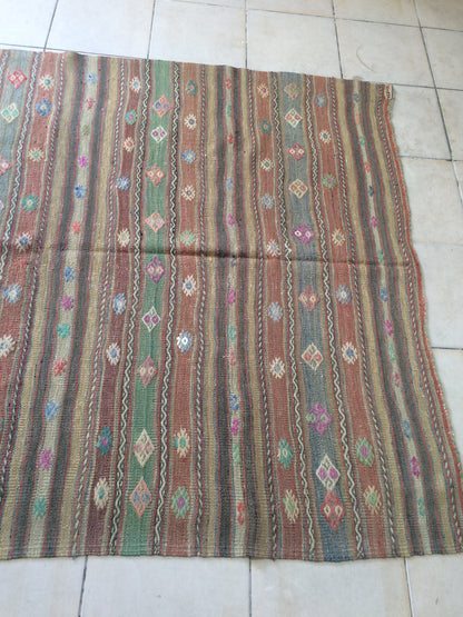 5 x 7 Flat Woven OUSHAK RUG TURKISH Flatweave Oushak Rug Vintage Oushak Runner Rug Vintage Runner Rug Wool Oushak Rug Hand Made Rugs