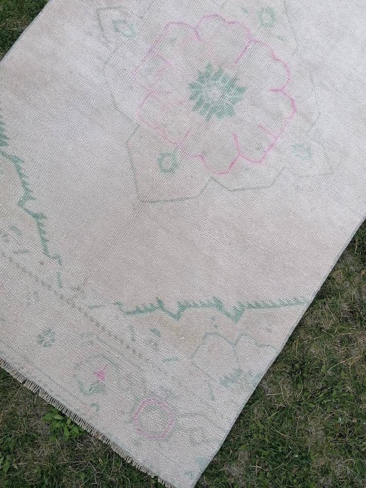 Faded runner wool rug 2'10x10'7 muted runner handmade rug, hallway runner rug, kitchen runner, bohemian runner, vintage runner rug,