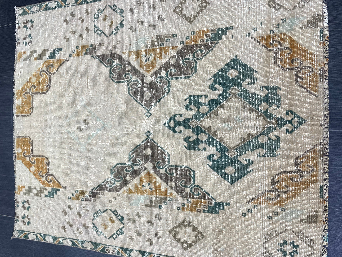 Muted Turkish Rug 3.6 x 4.4 Rug Handmade Rug, Rustic Rug Hand Knotted Rug, Rug Runner, Turkish Rug, Farmhouse Rug, Vintage Rug, Wool rug