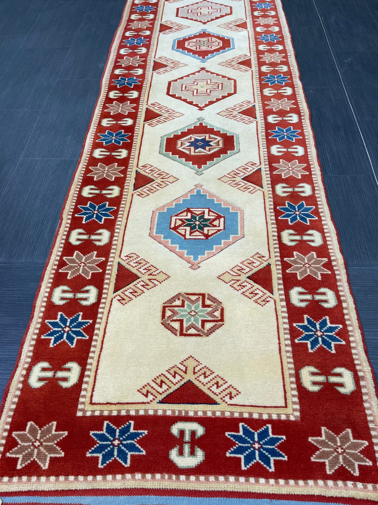 New Handmade Oushak 2.6 x 11.3 Runner Rug Turkish New Hand Knotted Runner Rug Traditional Wool Runner Rug Hallway Runner Rug Not Used