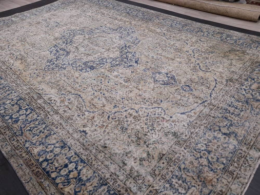 Large OUSHAK RUG TURKISH Oushak Rug Vintage 8.6 x 12.5 Rug Vintage Persian Rug Wool Oriental Rug Hand Made Rug 9x12 Vintage Turkish Rug