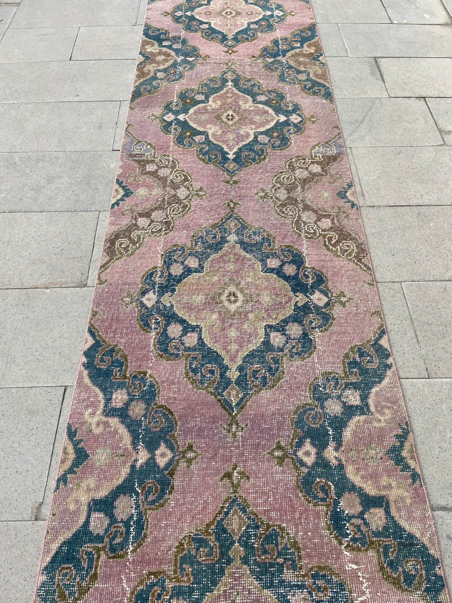 Wool Extra Long Turkish Runner Rug, Very Long Oushak Runner 2.6 x 23 ft Rug, Vintage Runner Rug, XL Oriental Runner Rug Staircase Runner rug