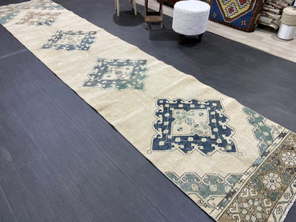 Antique Runner Rug 2.7 x 12.8 Persian Runner Rug Wool Oushak Rug Oushak Runner Rug Long Turkish Runner Rug Kitchen Runner Rug Hallway Runner