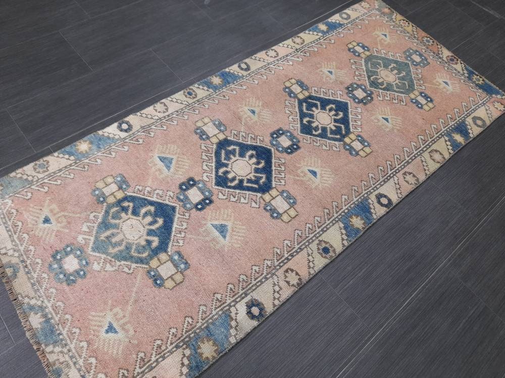 Muted Oushak Runner 2.4 x 5.5 Turkish Runner Rug Vintage Runner Rug Hallway Runner Rug Kitchen Runner Rug Wool Runner Rug Wool Oushak Rug