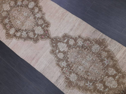 Vintage Runner Rug 2.8 x 11.4 Turkish Runner Rug Handmade Runner Rug Hallway Runner Kitchen Runner Rug Wool Runner Rug Oriental Runner Rug
