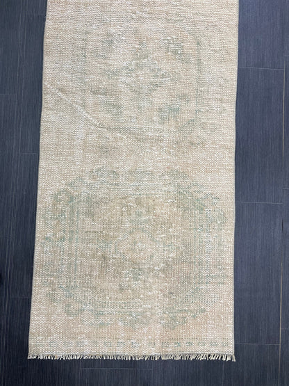Muted Distressed Runner Rug Muted Turkish 2.3 x 10.6 Runner Rug Vintage Runner Rug Muted Hallway Runner Rug Kitchen Runner Rug Wool Runner
