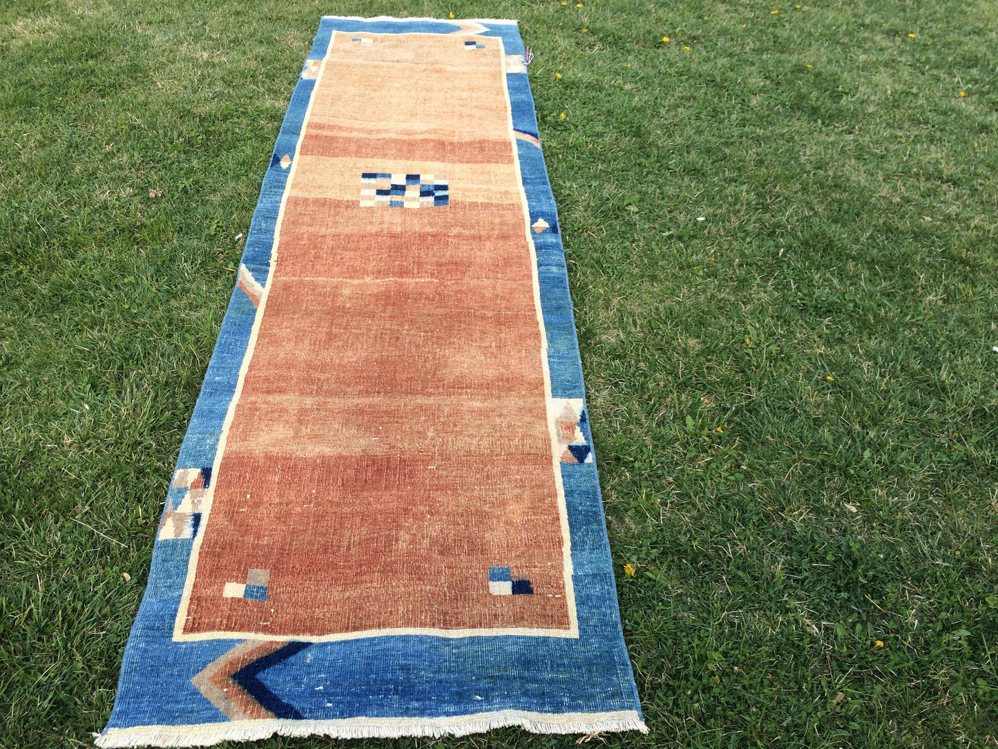 Oushak Runner Vintage RUNNER RUG Turkish Runner Rug, Bohemian Rug, Oushak Runner Rug, Earth Tone Runner Rug Wool Runner Hand Made Runner