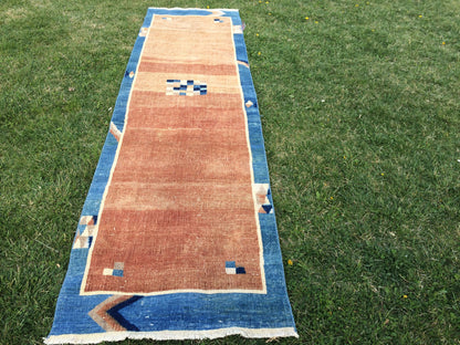 Oushak Runner Vintage RUNNER RUG Turkish Runner Rug, Bohemian Rug, Oushak Runner Rug, Earth Tone Runner Rug Wool Runner Hand Made Runner