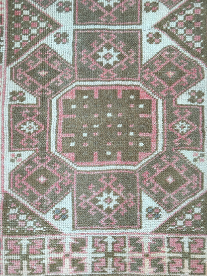 3x4 feet turkish area rug, anatolian handmade wool rug, vintage oushak natural large rug, living room floor large rug,bedroom wool brown rug