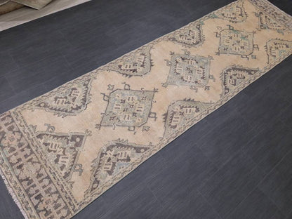 Vintage Runner 3 x 10.8 Rug Muted TURKISH Muted Runner Rug Vintage Oushak Runner Rug Vintage Runner Rug Wool Oriental Runner Handmade Runner