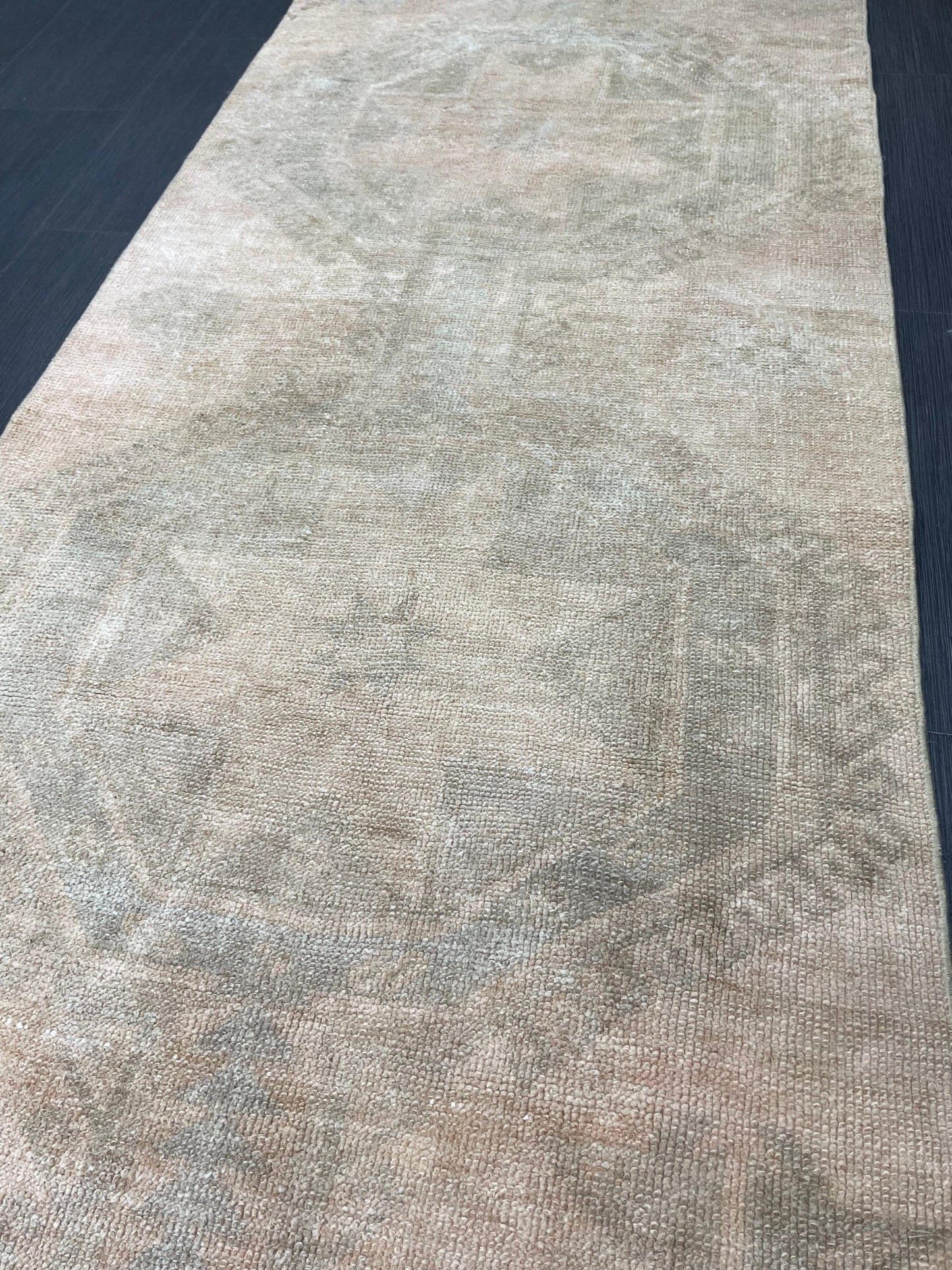 Muted Vintage Runner Rug 2.7 x 12.2 Muted Turkish Runner Star Rug Muted Oushak Runner Rug Hallway Runner Kitchen Runner Rug Wool Runner