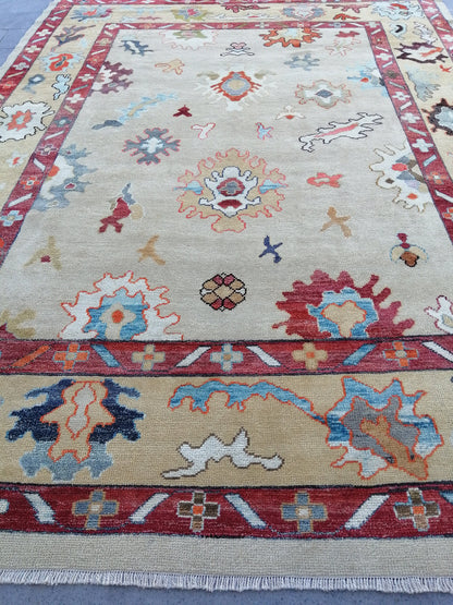 12 x 9 OUSHAK RUG, TURKISH Oushak Rug, Vintage Oushak  Rug, Rug, Wool Oushak Rug Hand Made Rugs, Made In Turkey 9x12 Oushak Rug