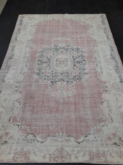 Distressed Vintage Rug TURKISH HAND MADE Rug 6 x 8.8 Vintage Turkish Rug Oushak Rug Turkish Oriental Rug Persian Vintage Oushak Rug Wool Rug