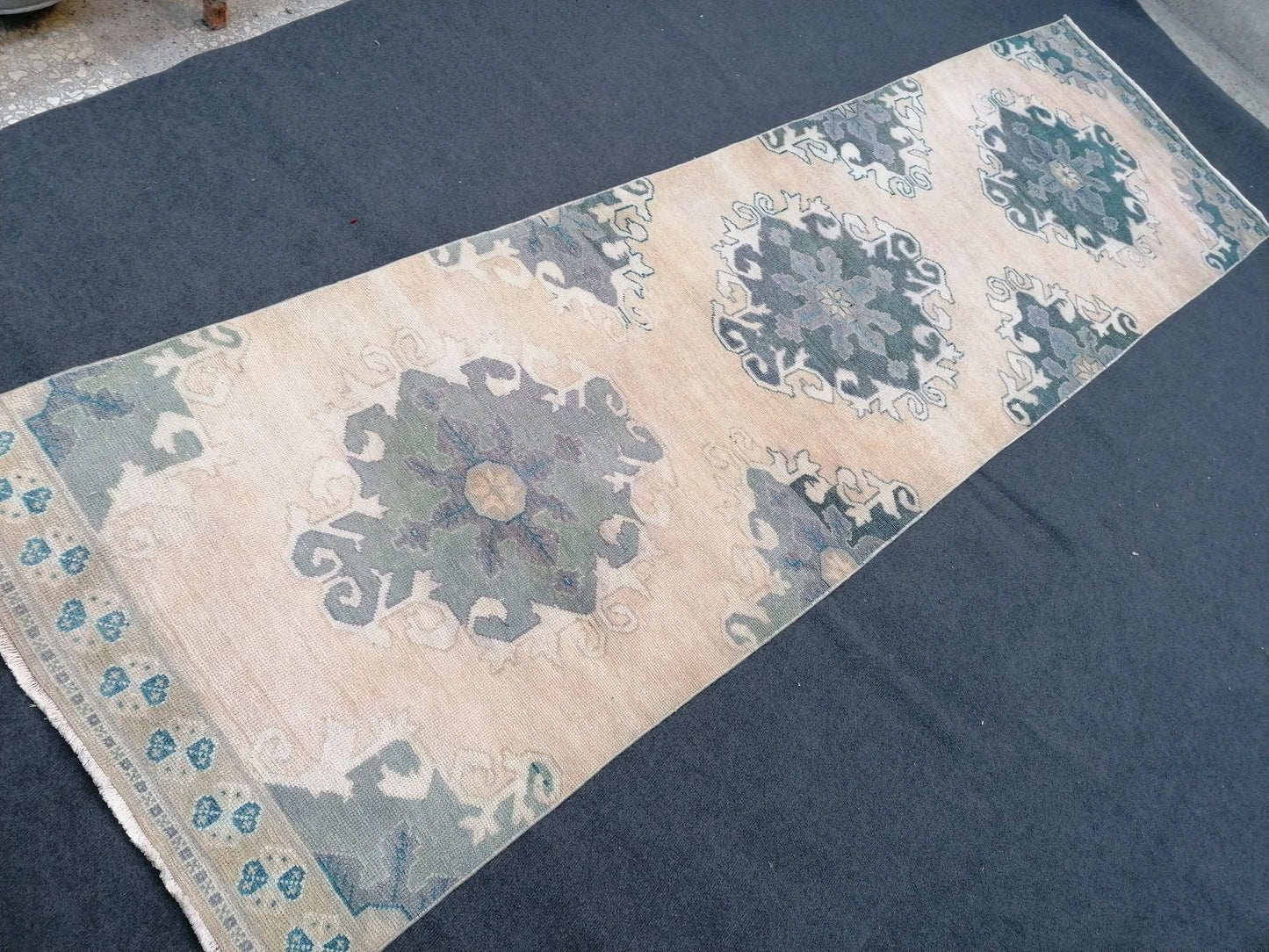 3.4 x 11.8 oushak turkish runner rug, vintage runner rug, Hand Knotted Runner - Handmade rug