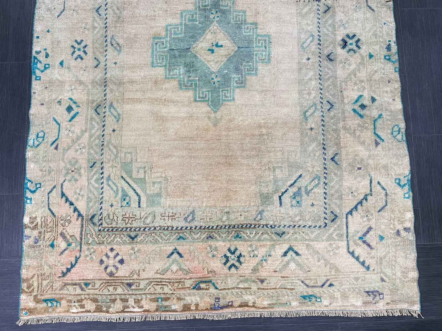 Muted Handmade Runner 4.5 x 11.6 Runner Turkish Runner Rug Faded Vintage Runner Rug Hallway Runner  Neutral Kitchen Runner Rug Wool Runner