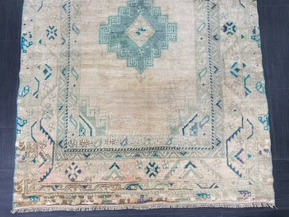 Muted Handmade Runner 4.5 x 11.6 Runner Turkish Runner Rug Faded Vintage Runner Rug Hallway Runner  Neutral Kitchen Runner Rug Wool Runner