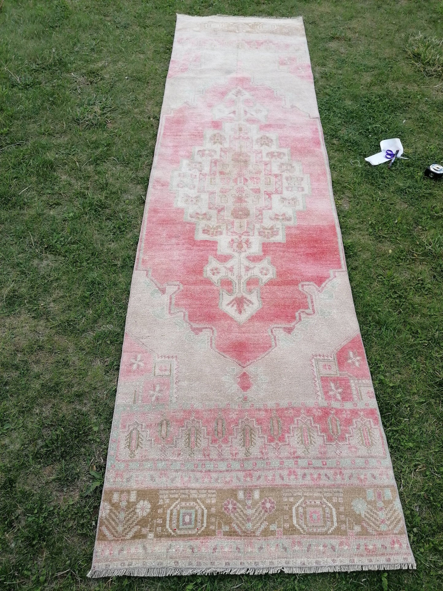 2'11x10'10 turkish runner wool rug, vintage runner rug, vintage oushak rug unique hand made rug kitchen rug bohemian rug