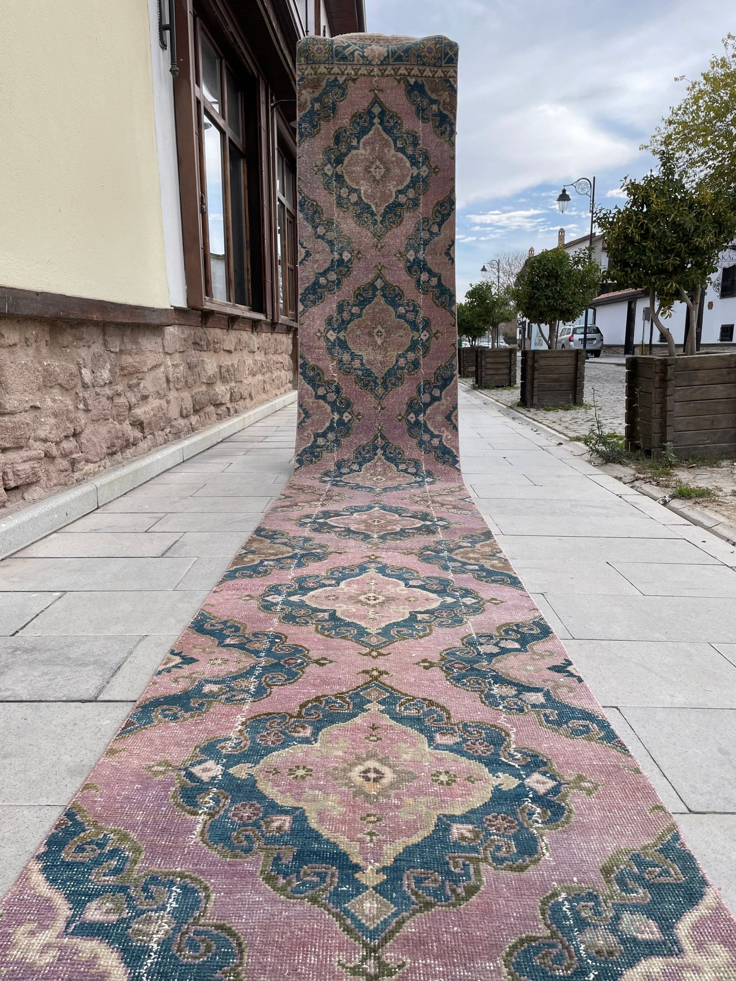 Wool Extra Long Turkish Runner Rug, Very Long Oushak Runner 2.6 x 23 ft Rug, Vintage Runner Rug, XL Oriental Runner Rug Staircase Runner rug