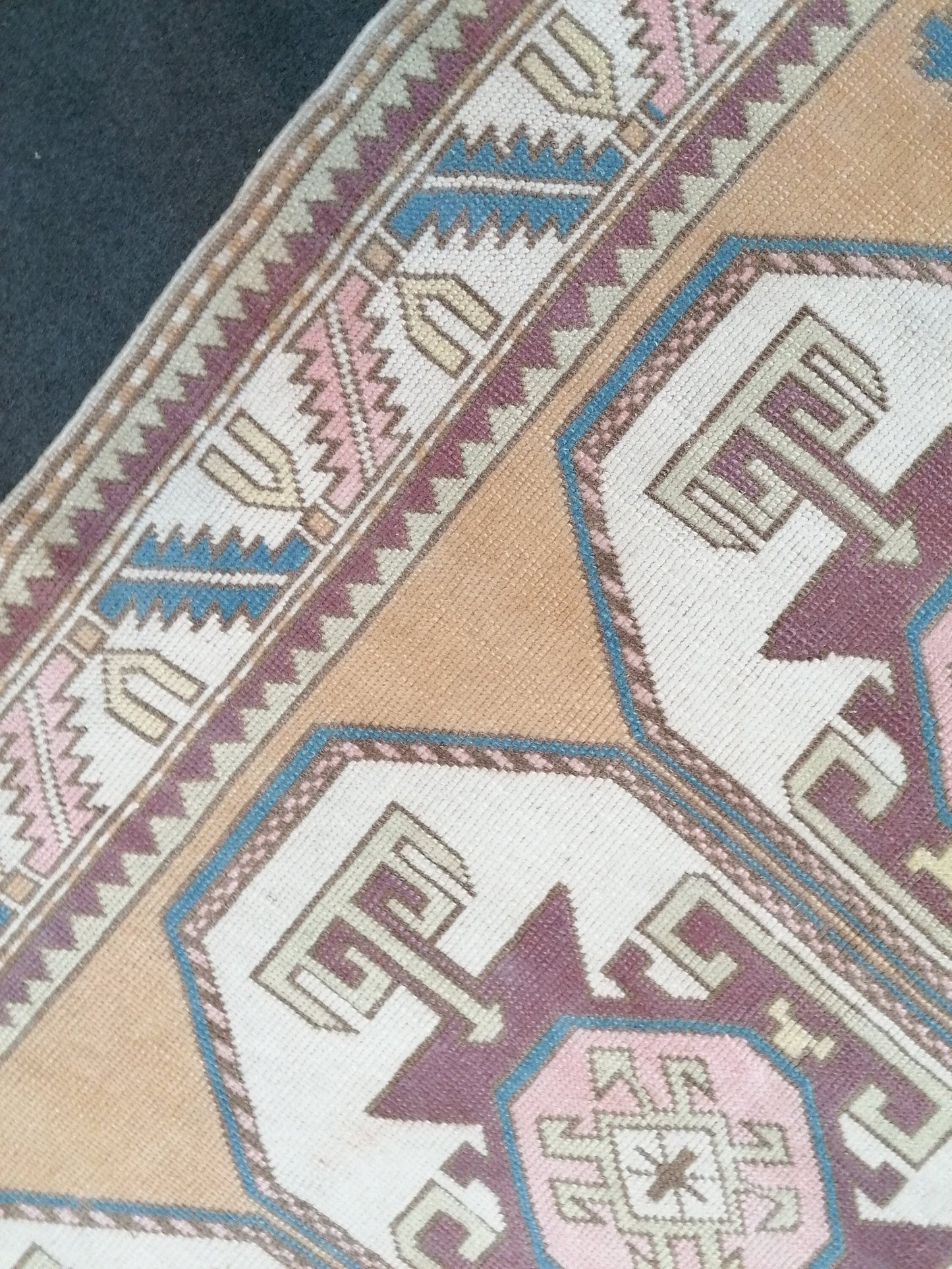 4.3x6 vintage wool rug, oushak rug, living room rug, unique hand made rug, bohemian rug