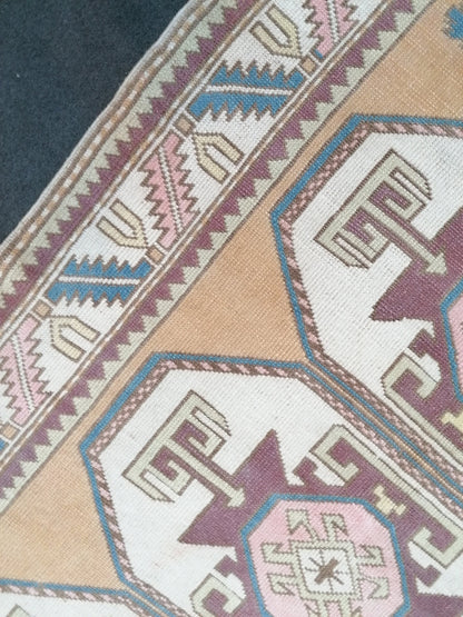 4.3x6 vintage wool rug, oushak rug, living room rug, unique hand made rug, bohemian rug