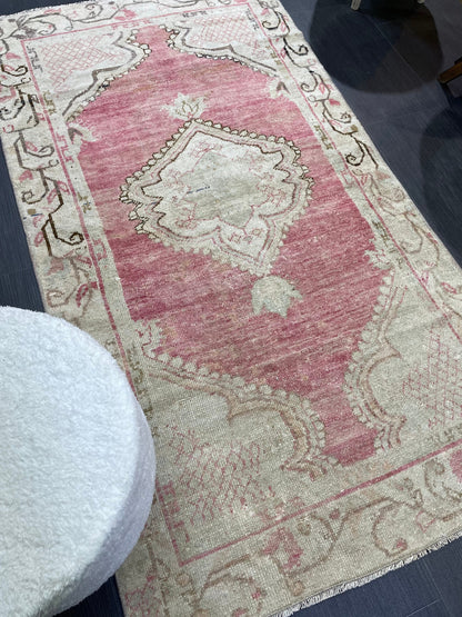 Antique Rug, Vintage 3 x 5.5 Rug, Turkish Wool Rug, Oushak Rug, Fine Hand Knotted Rug, Persian Rug, Handmade Rug