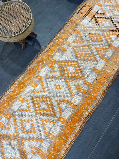 MUTED Staircase Runner Rug, 3.2 x 13.2 Vintage Turkish Runner, XL Vintage Oriental Runner Rug, Oushak Runner Rug, Plush Soft Wool Runner