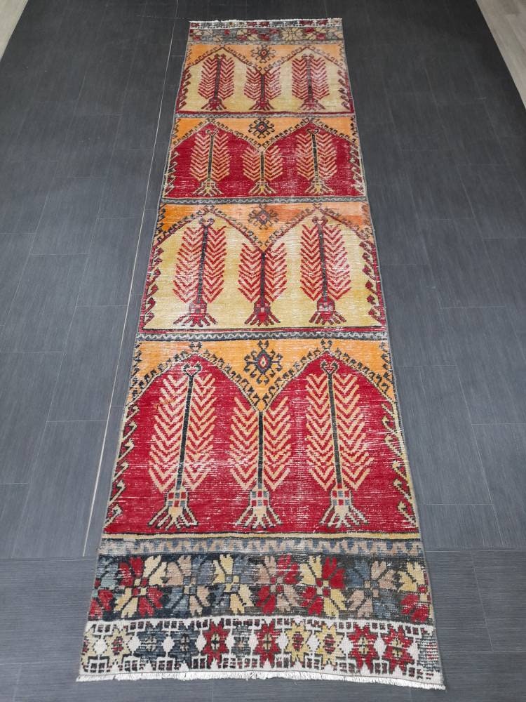 3 x 11.5 Oushak Runner Rug Turkish Runner Rug Nomad Muted Vintage Runner Rug Hallway Runner Rug Kitchen Runner Rug Wool Staircase Runner Rug
