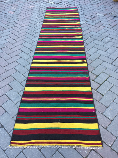 2.6 x 10.4 Flat Woven Oushak Runner Rug Turkish Flat Weave Runner Rug Vintage Runner Rug Hallway Runner Rug Kitchen Runner Rug Wool Runner