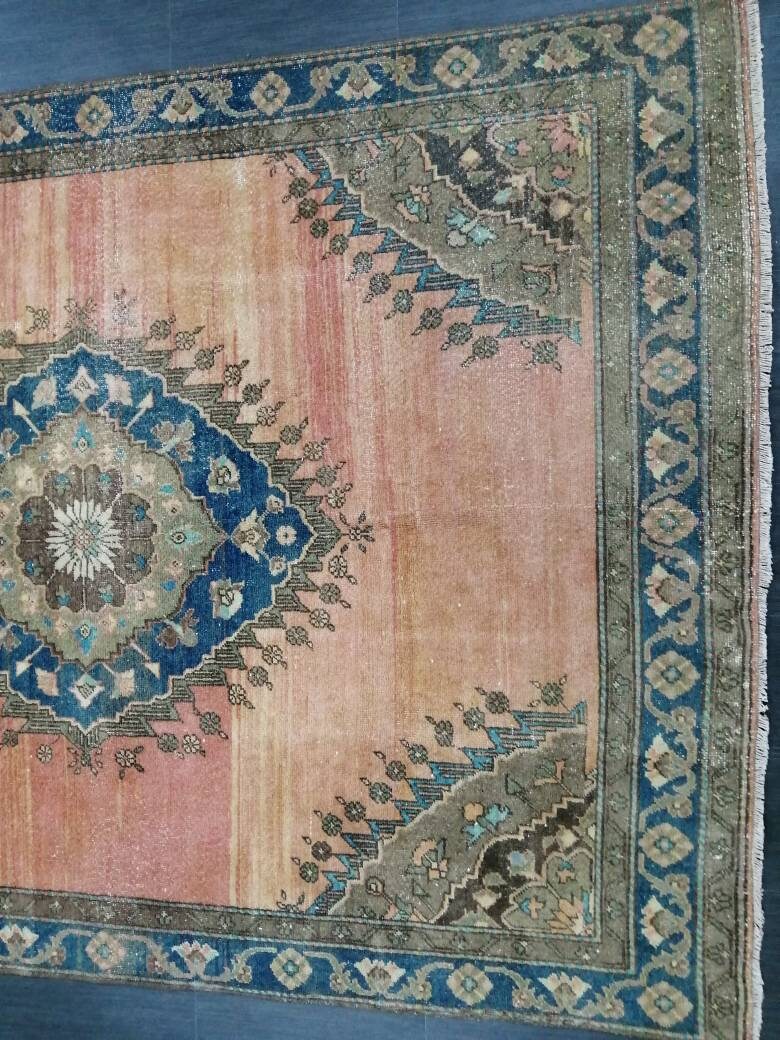 Turkish RUG 6.5 x 8.9 Oushak Rug Vintage Oriental Rug Vintage Persian Rug Wool Hand Knotted Rug Handmade Rugs Vintage Turkish Rug