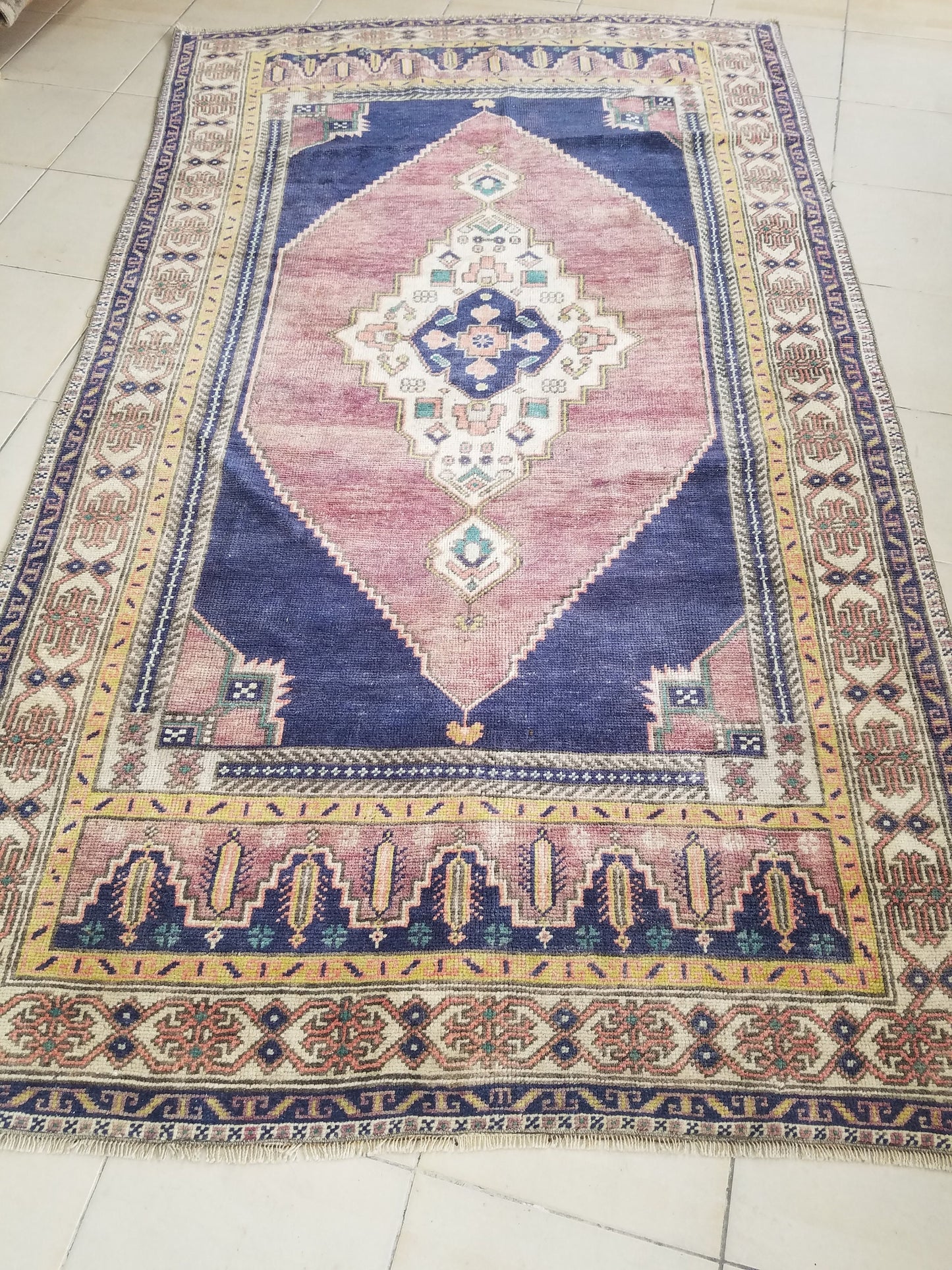 Oushak wool rug,turkish rug 4'9x8'5 vintage rug, unique hand made rug kitchen rug bohemian rug