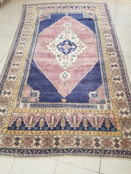 Oushak wool rug,turkish rug 4'9x8'5 vintage rug, unique hand made rug kitchen rug bohemian rug