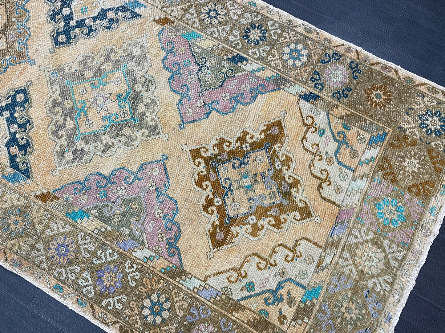 Vintage Hand Knotted Vintage 5 x 13.2 Runner Oushak Runner Rug Turkish Runner Rug Vintage Runner Rug Star Kitchen Runner Natural Wool Runner