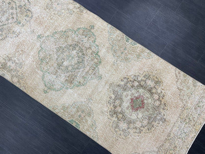Handmade Runner Rug 2.7 x 12.4 Turkish Runner Rug Vintage Runner Rug Hallway Runner Rug Kitchen Runner Rug Hand Knotted Runner Rug
