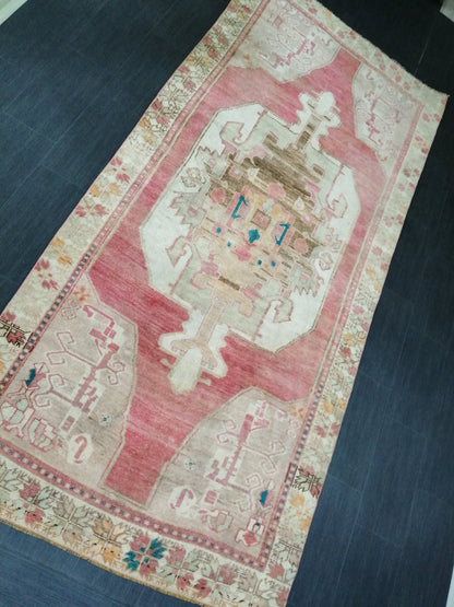 4.8 x 10.5 Wool OUSHAK RUG TURKISH Oushak Rug Vintage Oushak Runner Rug Vintage Runner Rug Wool Oushak Rug Hand Made Rug Vintage Turkish Rug