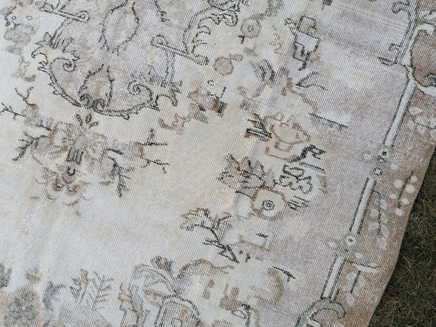 Faded oushak rug 6'2x10'4 muted turkısh rug, neutral vıntage oushak rug, kıtchen rug