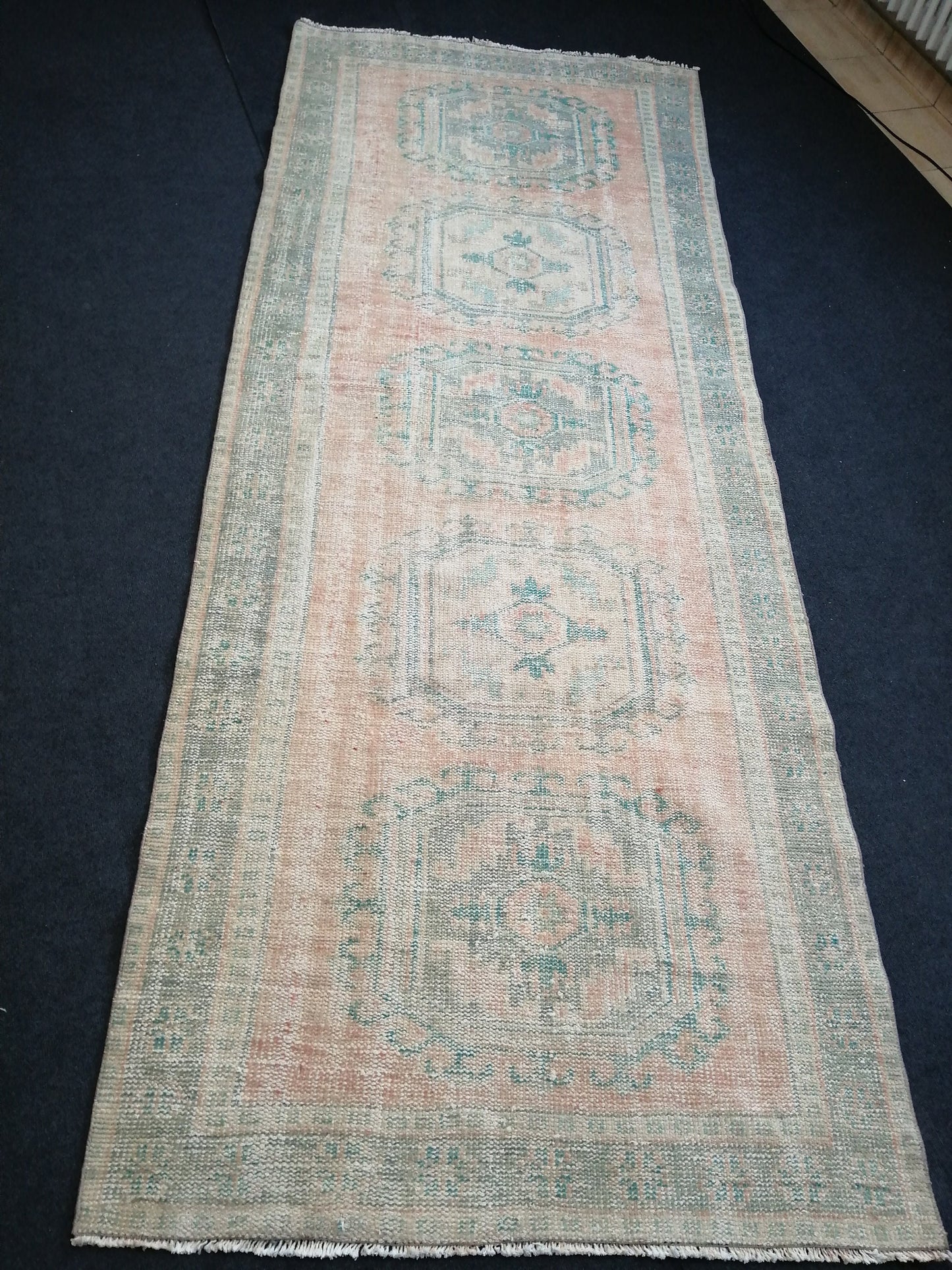 11.2 x 4.3 Muted Oushak Runner Rug Turkish Runner Rug Muted Vintage Runner Rug Hallway Runner Rug Kitchen Runner Rug Wool Runner Rug