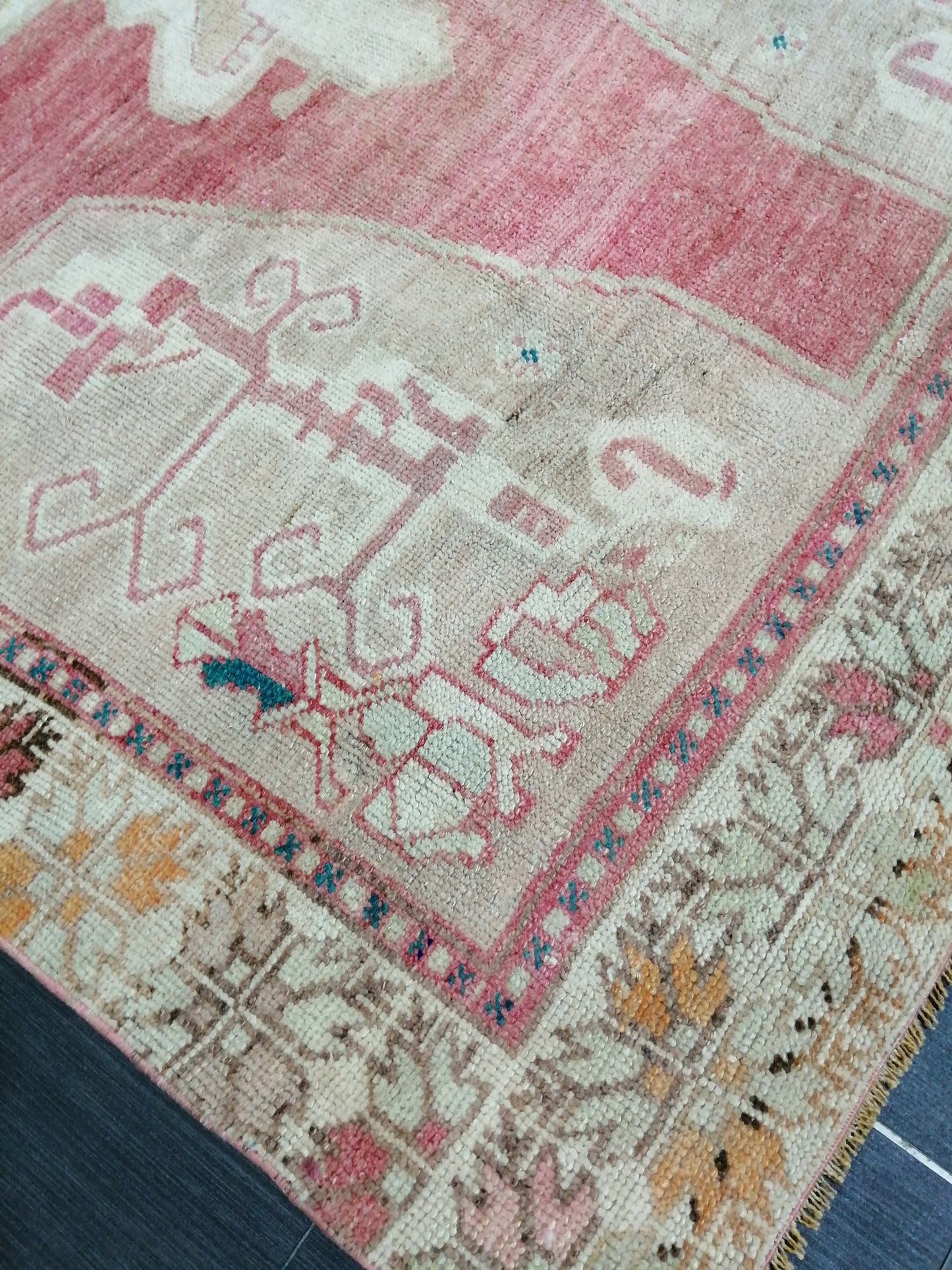 4.8 x 10.5 Wool OUSHAK RUG TURKISH Oushak Rug Vintage Oushak Runner Rug Vintage Runner Rug Wool Oushak Rug Hand Made Rug Vintage Turkish Rug