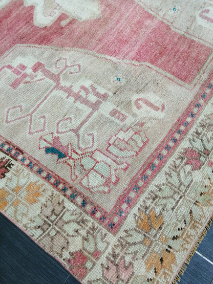 4.8 x 10.5 Wool OUSHAK RUG TURKISH Oushak Rug Vintage Oushak Runner Rug Vintage Runner Rug Wool Oushak Rug Hand Made Rug Vintage Turkish Rug