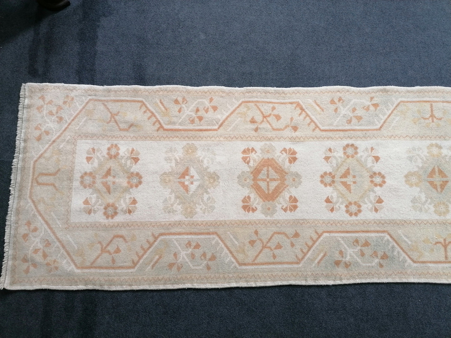 Muted hallway runner rug, 2'5x10'2 turkish wool runner vintage handmade runner rug,  kitchen runner rug
